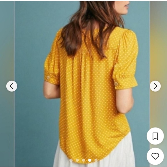 Anthropologie Maeve Yellow Polka Dot Blouse - size 4 - Picture 2 of 7